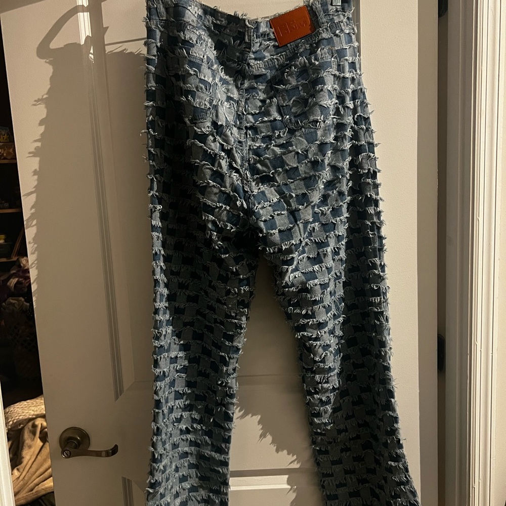 Princess Polly Blue Checkered Patchwork High Rise… - image 5